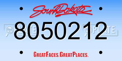 8050212 South Dakota License Plate