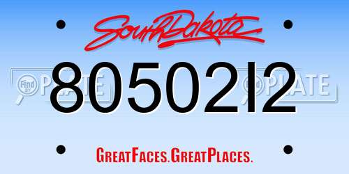 80502I2 South Dakota License Plate