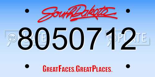 8050712 South Dakota License Plate