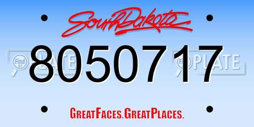 8050717 South Dakota License Plate