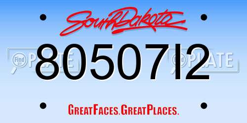 80507I2 South Dakota License Plate