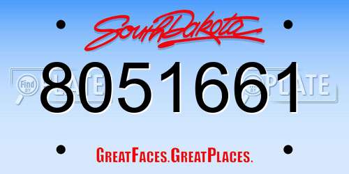 8051661 South Dakota License Plate