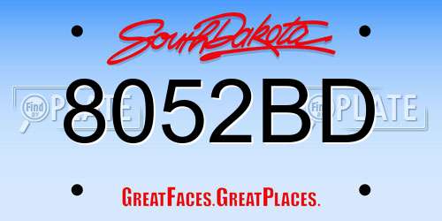 8052BD South Dakota License Plate