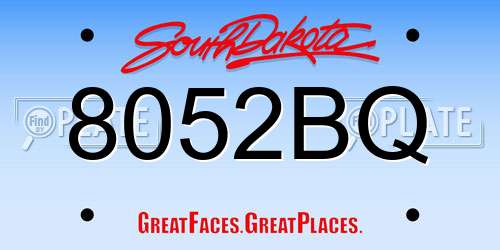 8052BQ South Dakota License Plate