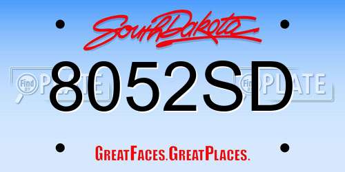 8052SD South Dakota License Plate