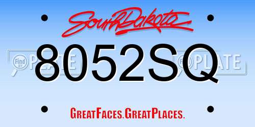 8052SQ South Dakota License Plate