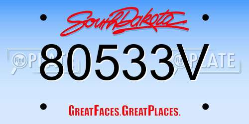 80533V South Dakota License Plate
