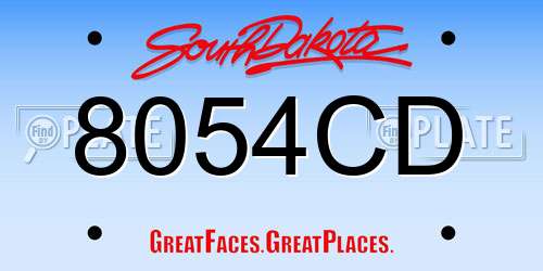 8054CD South Dakota License Plate
