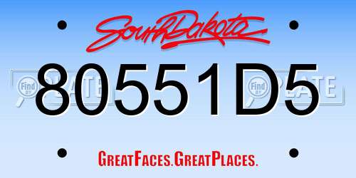 80551D5 South Dakota License Plate