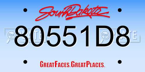 80551D8 South Dakota License Plate