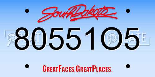80551O5 South Dakota License Plate