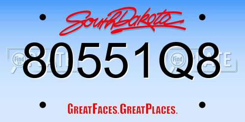 80551Q8 South Dakota License Plate