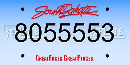 8055553 South Dakota License Plate