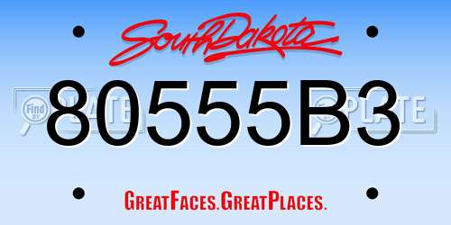 80555B3 South Dakota License Plate