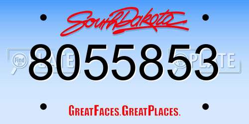 8055853 South Dakota License Plate