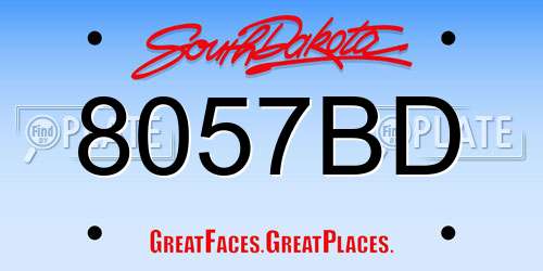 8057BD South Dakota License Plate