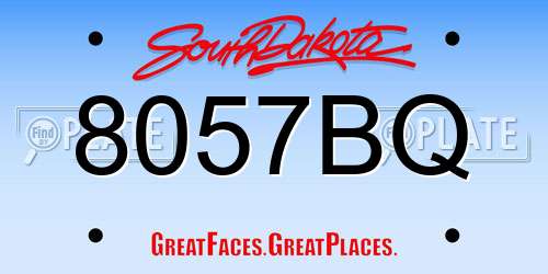8057BQ South Dakota License Plate