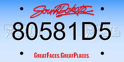 80581D5 South Dakota License Plate