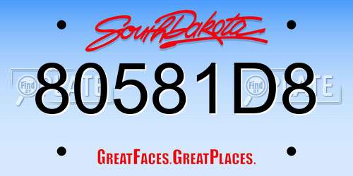 80581D8 South Dakota License Plate