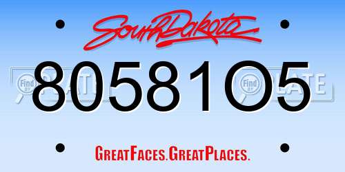 80581O5 South Dakota License Plate