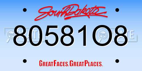 80581O8 South Dakota License Plate