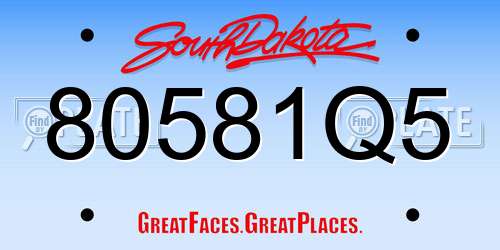 80581Q5 South Dakota License Plate