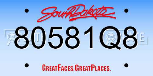 80581Q8 South Dakota License Plate