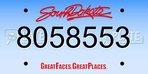 8058553 South Dakota License Plate