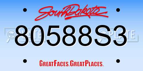 80588S3 South Dakota License Plate