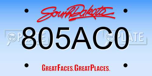 805AC0 South Dakota License Plate