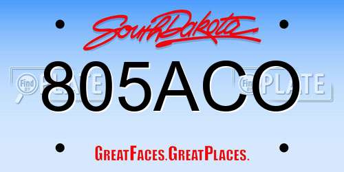 805ACO South Dakota License Plate