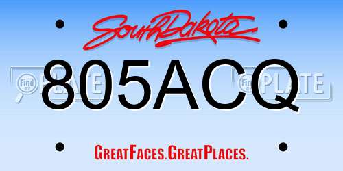 805ACQ South Dakota License Plate