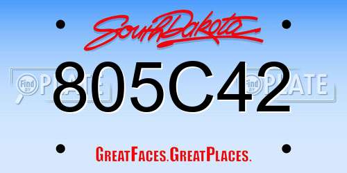 805C42 South Dakota License Plate