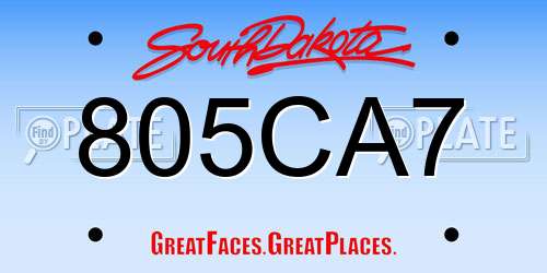 805CA7 South Dakota License Plate