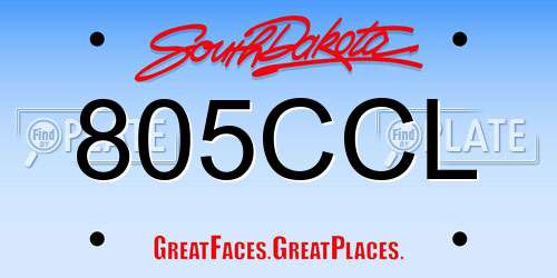 805CCL South Dakota License Plate
