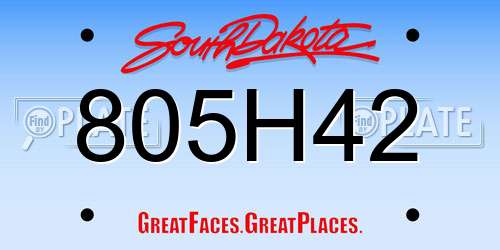 805H42 South Dakota License Plate