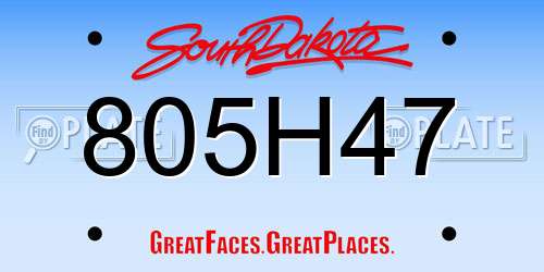 805H47 South Dakota License Plate