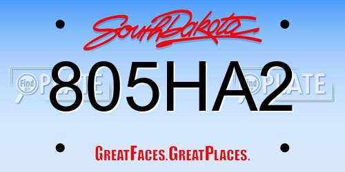 805HA2 South Dakota License Plate