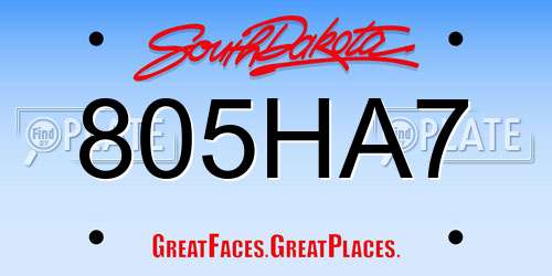 805HA7 South Dakota License Plate