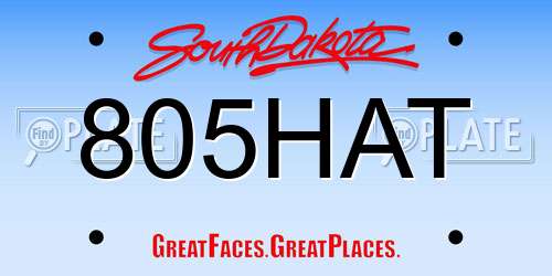 805HAT South Dakota License Plate