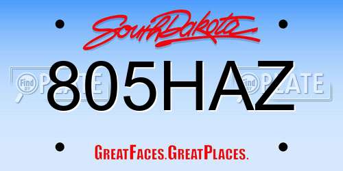 805HAZ South Dakota License Plate