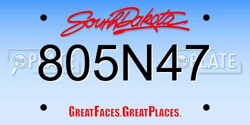 805N47 South Dakota License Plate