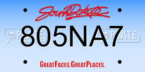 805NA7 South Dakota License Plate