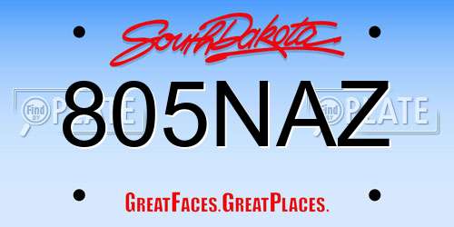 805NAZ South Dakota License Plate