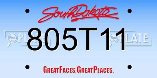 805T11 South Dakota License Plate