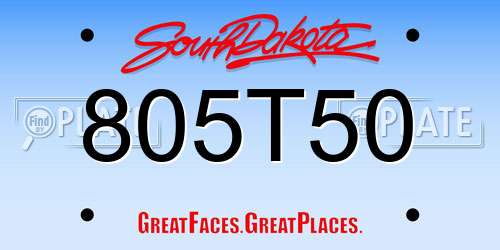 805T50 South Dakota License Plate