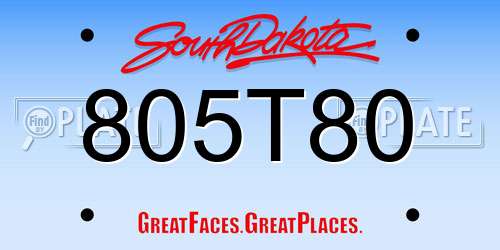 805T80 South Dakota License Plate