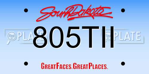 805TII South Dakota License Plate