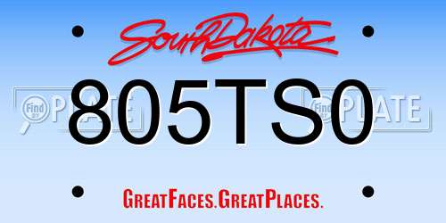 805TS0 South Dakota License Plate