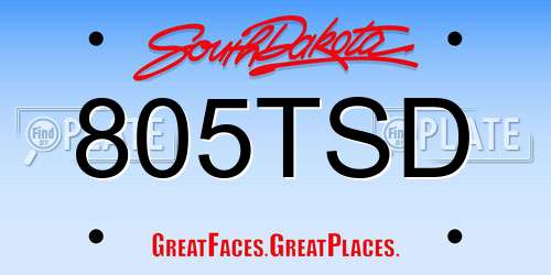 805TSD South Dakota License Plate